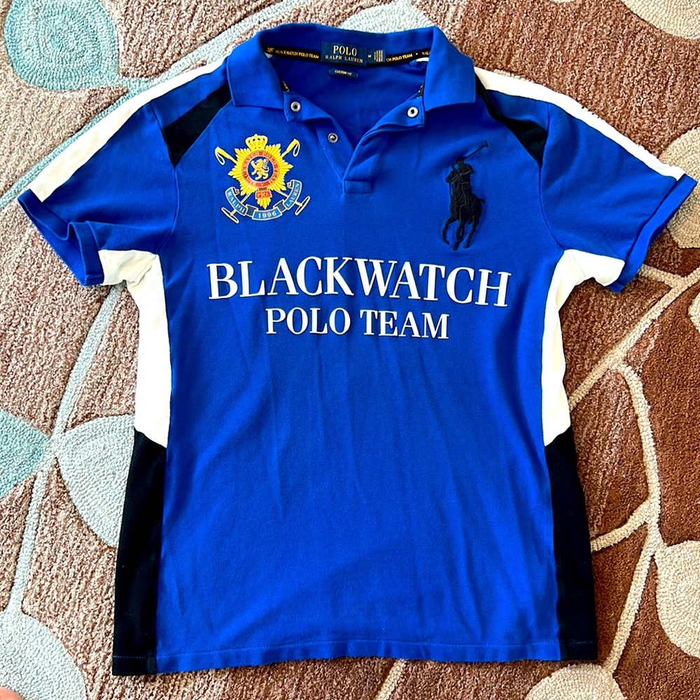 Rare Polo by Ralph Lauren Men Blackwatch Polo Team Shirt Medium Custom Fit